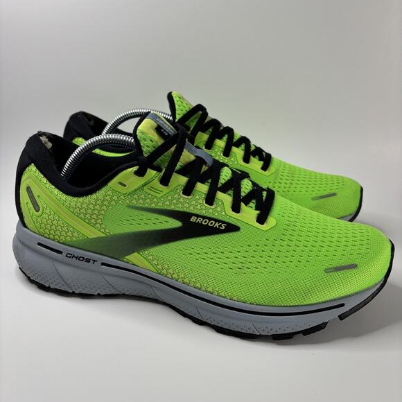 Brooks Ghost 14 Mens Size 10.5 Neon Green Gecko Athletic Running Shoes Sneakers - Picture 1 of 12